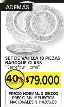 Carrefour Carrefour home baroque glass set de vajilla oferta