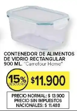 Carrefour Carrefour home contenedor de alimentos de vidrio rectangular oferta