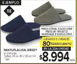 Carrefour Tex pantufla lisa jersey w/ colores. oferta