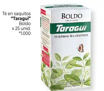La Anonima Taragüi Boldo Té en saquitos x 25 unid. oferta