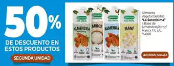 La Anonima La Serenísima Alimento Vegetal Bebible a Base de Almendras/Arroz/Maní x 1lt. c/u. oferta