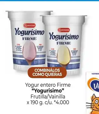 La Anonima Yogurisimo Yogur entero Firme Frutilla/Vainilla x 190g. c/u. oferta
