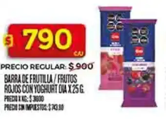 Supermercados DIA Dia barra de frutilla/frutos rojos con yoghurt oferta
