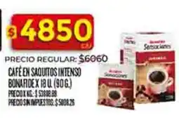 Supermercados DIA Bonafide café en saquitos intenso oferta