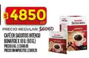 Supermercados DIA Bonafide café en saquitos intenso oferta