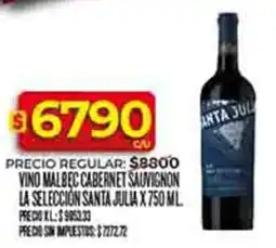 Supermercados DIA Santa julia vino malbec cabernet sauvignon la selección oferta