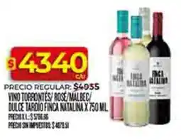 Supermercados DIA Finca natalina vino torrontes/rose/malbec dulce tardio oferta