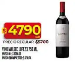 Supermercados DIA Lopez vino malbec oferta