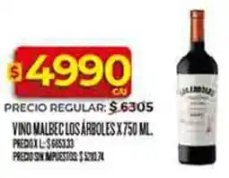 Supermercados DIA Los árboles vino malbec oferta