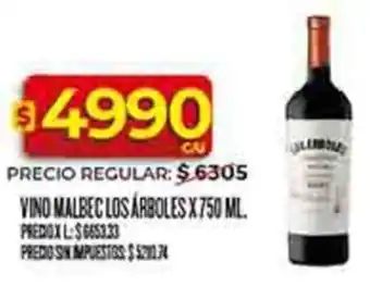 Supermercados DIA Los árboles vino malbec oferta