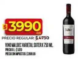 Supermercados DIA Suter vino malbec varietal 09.09 oferta