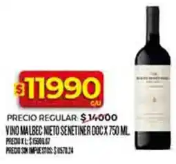Supermercados DIA Senetiner vino malbec nieto doc oferta