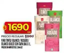 Supermercados DIA Dia vino tinto/blanco/rosado/ blanco dulce con tapa oferta