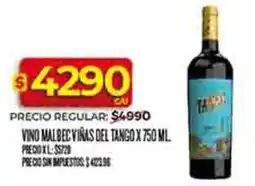 Supermercados DIA Viñas del tango vino malbec oferta