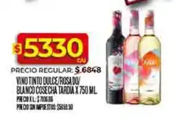 Supermercados DIA Cose cha tardia vino tinto dulce/rosa do/ blanco oferta