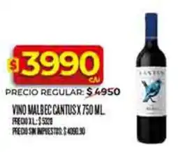 Supermercados DIA Cantus vino malbec oferta