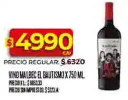 Supermercados DIA El bautismo vino malbec oferta