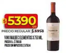 Supermercados DIA Elementos vino malbec oferta