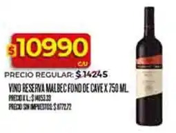 Supermercados DIA Fond de cave vino reserva malbec oferta