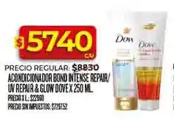 Supermercados DIA Dove acondicionador bond intense repair/ uv repair&glow oferta
