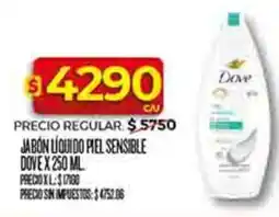 Supermercados DIA Dove jabon liquido piel sensible oferta