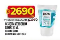 Supermercados DIA Bonté desodorante en crema oferta