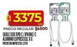Supermercados DIA Exprescell cable usb tipo c/iphone/c aluminio oferta