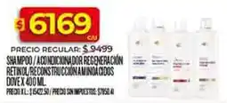 Supermercados DIA Dove shampoo/acondicionador regeneración retinol/reconstrucción aminoácidos oferta