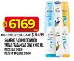 Supermercados DIA Dove shampoo/acondicionador varias fragancias oferta