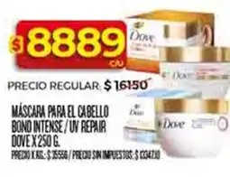 Supermercados DIA Dove máscara para el cabello bond intense/uv repair oferta