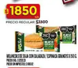 Supermercados DIA Grangys milanesas de soja con calabaza/espinaca oferta