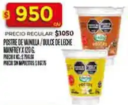 Supermercados DIA Manfrey postre de vainilla/dulce de leche oferta