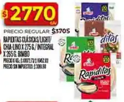 Supermercados DIA Rapiditas clásicas/light/ chia-lino oferta