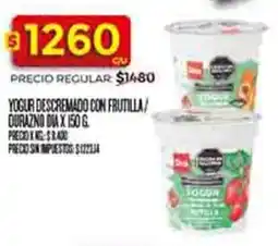 Supermercados DIA Dia yogur descremado con frutilla/ durazno oferta