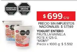 Carrefour Momy yogurt entero frutilla/vainilla pote oferta