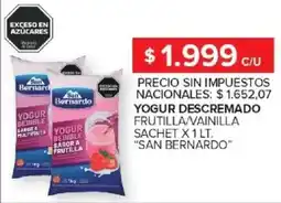 Carrefour San bernardo yogur descremado frutilla/vainilla sachet oferta