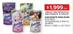 Carrefour Borita suavizante para ropa doy pack v/fragancias oferta