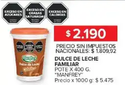 Carrefour Manfrey dulce de leche familiar pote oferta