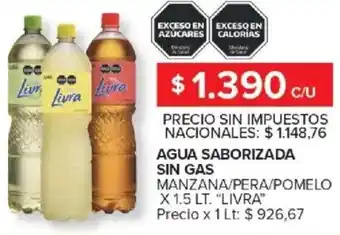 Livra agua saborizada sin gas manzana/pera/pomelo