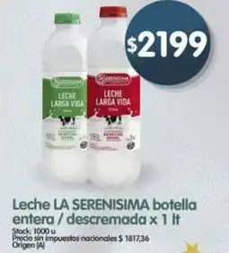 Supermercados Buenos Días La serenisima leche botella entera/descremada oferta