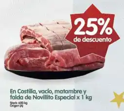 Supermercados Buenos Días En costilla, vacío, matambre y falda de novillito especial oferta