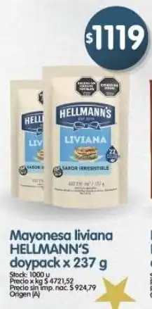 Supermercados Buenos Días Hellmann's ketchup doypack oferta