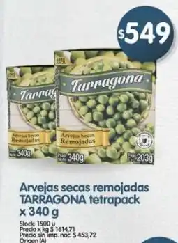 Supermercados Buenos Días Tarragona arvejas secas remojadas tetrapack oferta
