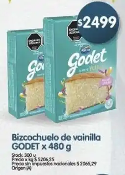 Supermercados Buenos Días Godet bizcochuelo de vainilla oferta