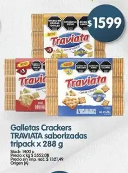 Supermercados Buenos Días Traviata galletas crackers saborizadas tripack oferta