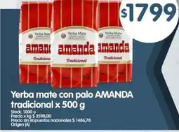 Supermercados Buenos Días Amanda yerba mate con palo tradicional oferta