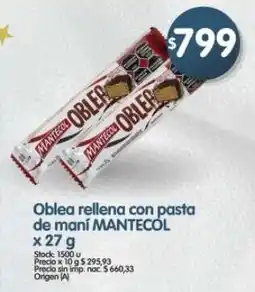 Supermercados Buenos Días Mantecól oblea rellena con pasta de maní oferta