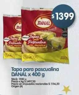 Supermercados Buenos Días Danal tapa para pascualina oferta