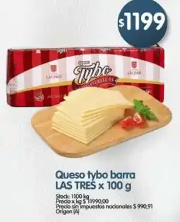 Supermercados Buenos Días Las tres queso tybo barra oferta