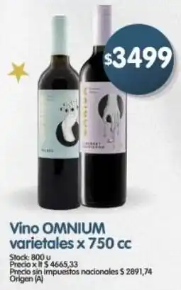 Supermercados Buenos Días Omnium vino varietales oferta
